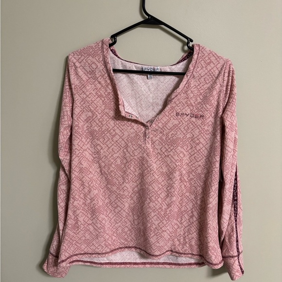Spyder Womens Long Sleeve Shirt Size XL Pink Soft New Top Comfy Performance - Picture 1 of 8